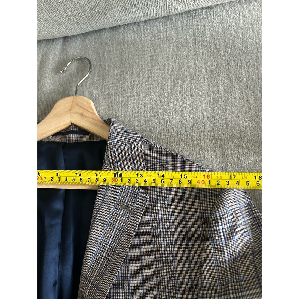 REDA Italy Mens 40 Blazer Sport Coat Brown Blue Plaid Wool Preppy - Picture 13 of 16